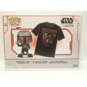 Funko Pop! Vinyl: Star Wars The Mandalorian - Boba Fett with Sz XL T-Shirt New